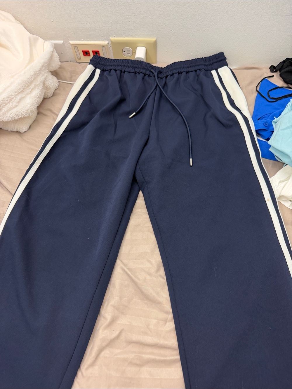 Zara womens Navy sweat set with White Side Stripes